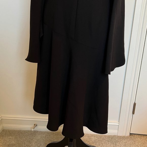 SCRIPTED M Cold Shoulder Bell Sleeve Little Black Dress Asymmetrical - Picture 14 of 16
